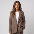 Valeria Herringbone Tweed Blazer – Relaxed Fit Classic Lapel Outerwear
