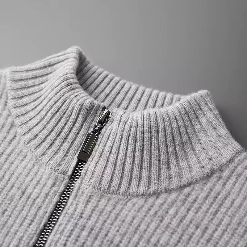 William Men’s Zip Up Cardigan – Merino Wool Knit Sweater