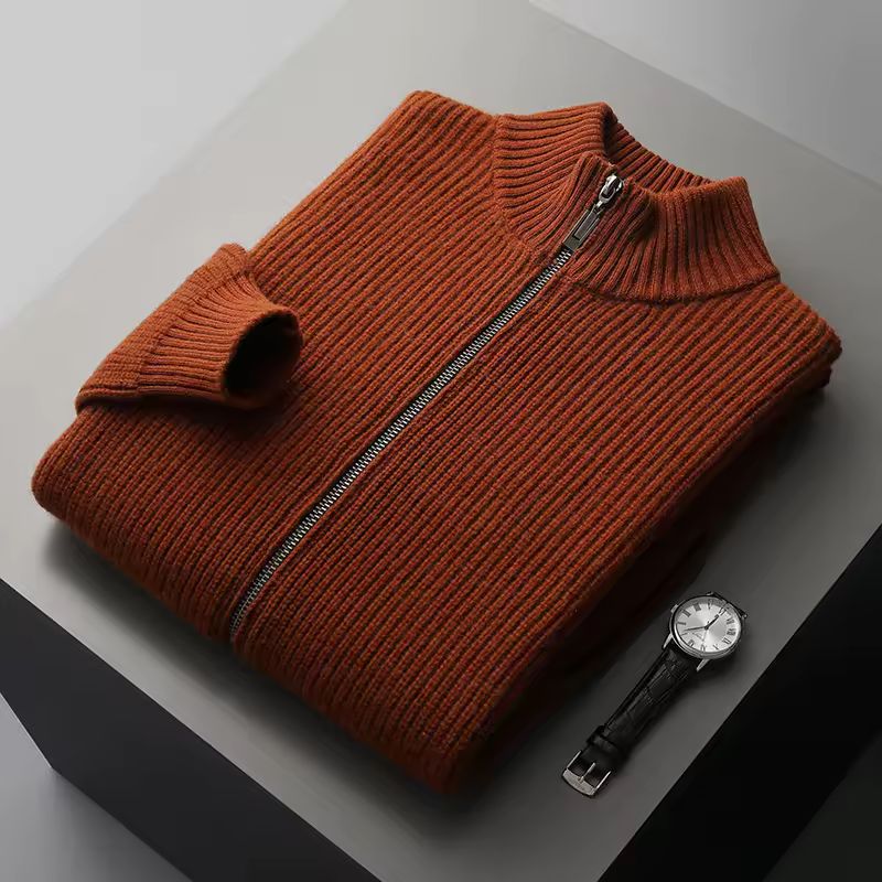 William Men’s Zip Up Cardigan – Merino Wool Knit Sweater