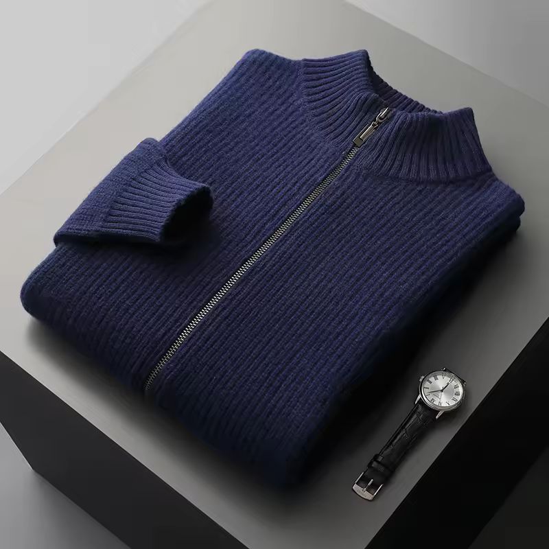 William Men’s Zip Up Cardigan – Merino Wool Knit Sweater