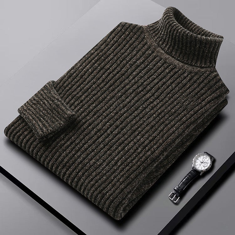 Arnelio Men’s Turtleneck Sweater – Thick Ribbed Knit Pullover