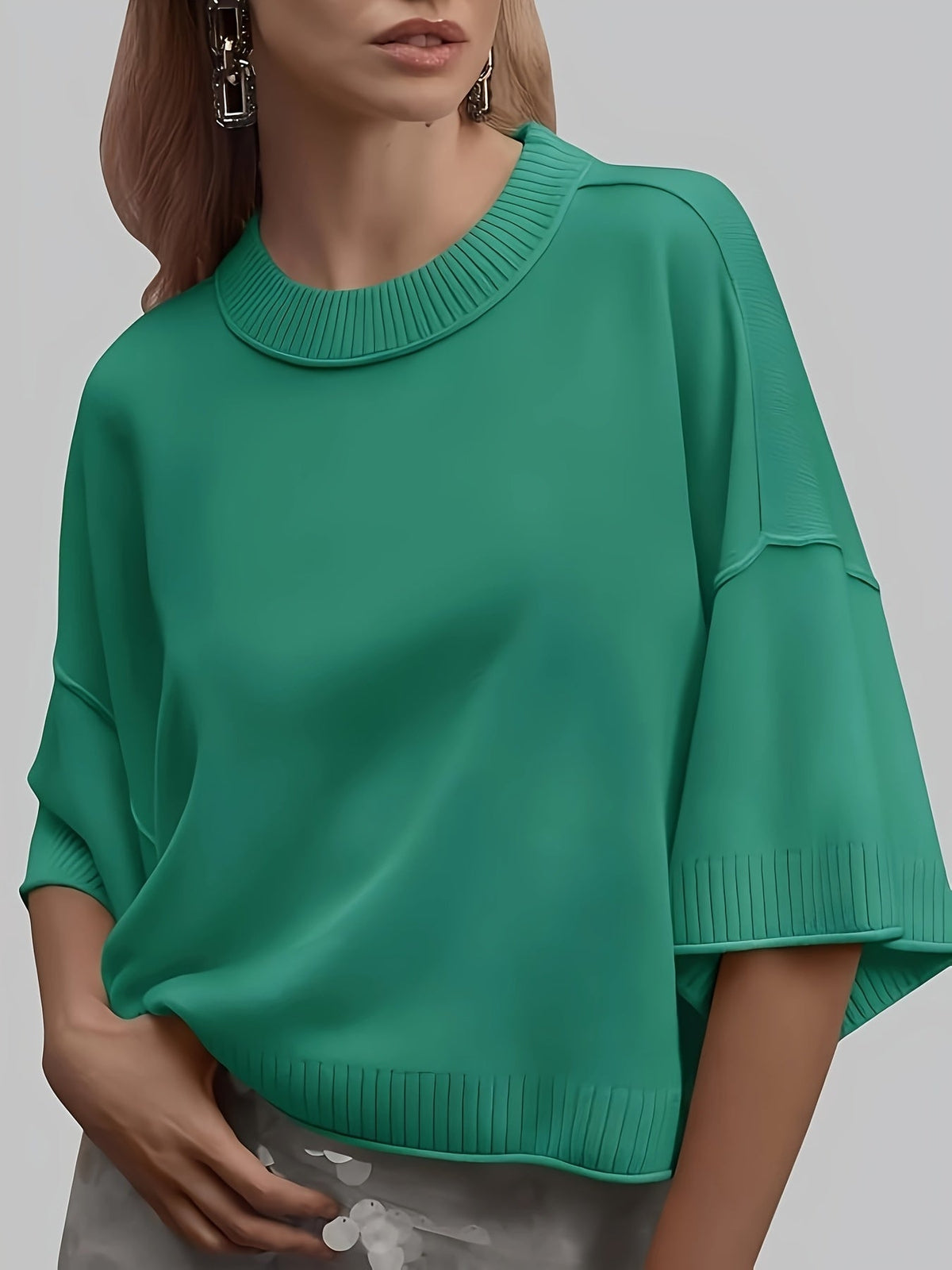 Marlena Women’s Oversized Sweater – Lightweight Short Sleeve Top