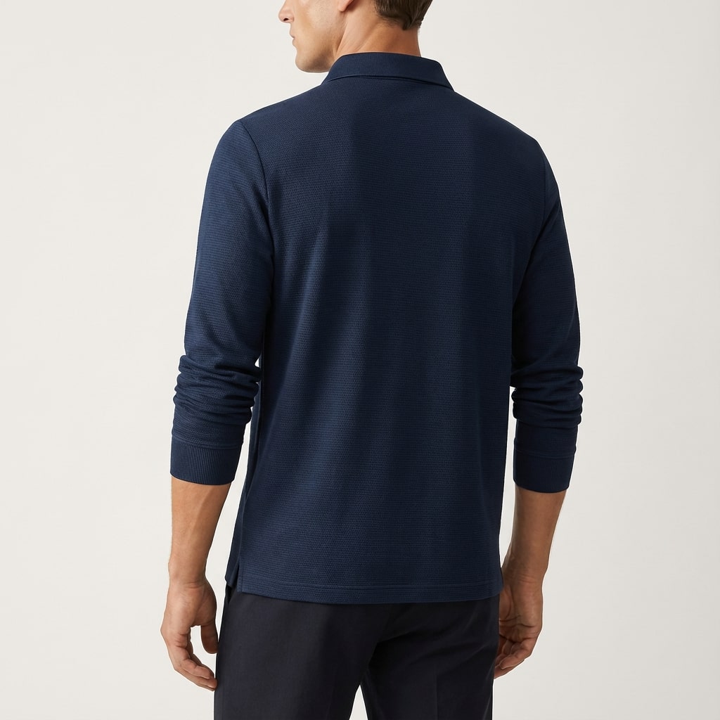 Northwood Men’s Long Sleeve Polo – Soft Woven Fabric Polo Shirt