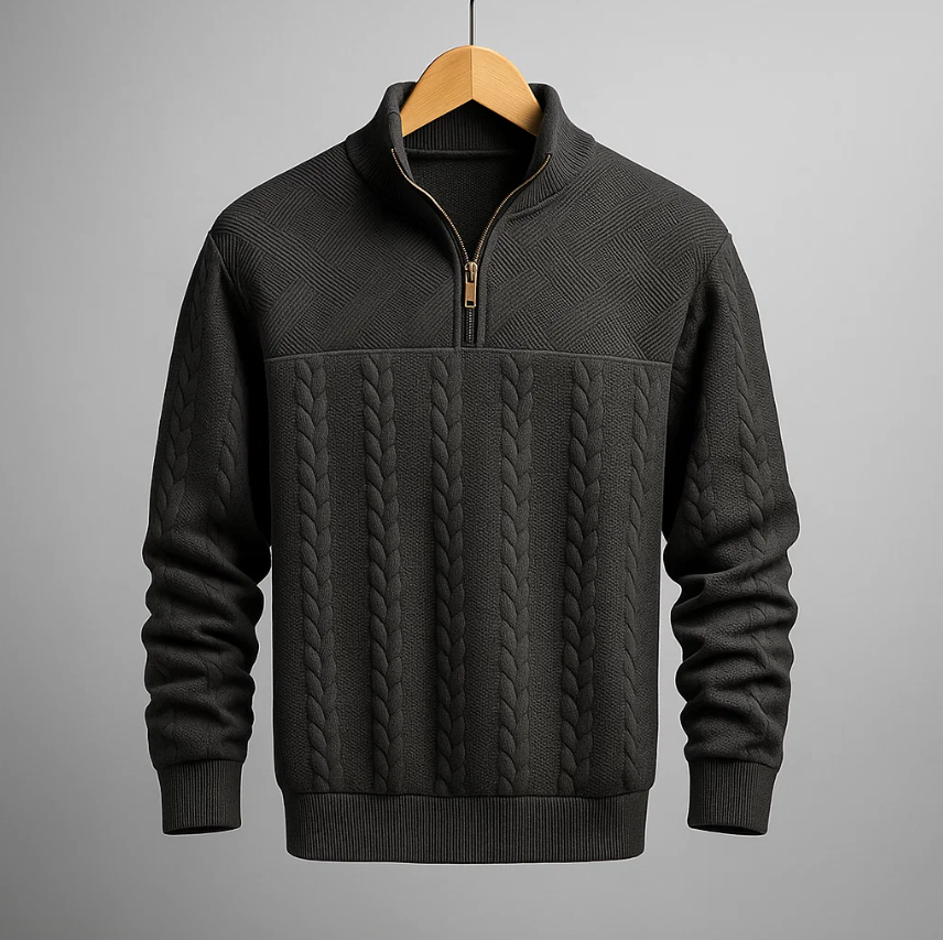 Julian Men’s Cable Knit Half-Zip Sweater – Soft Knit with Timeless Style