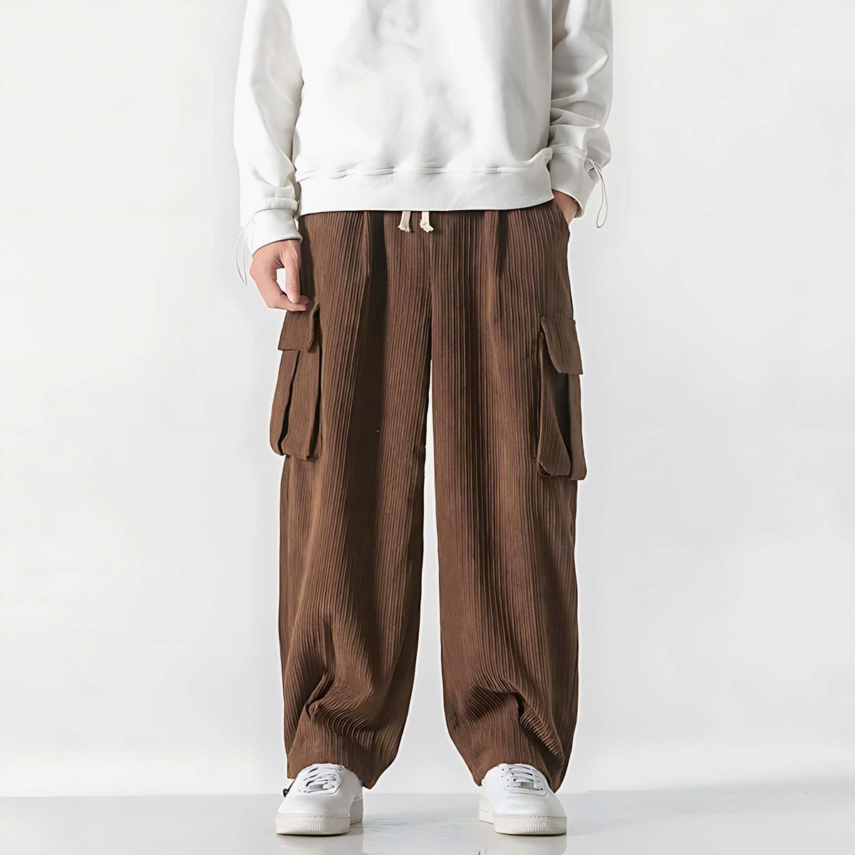 Eliot Corduroy Cargo Pants – Wide-Wale Cotton with Straight-Leg Fit & Drawcord Waist