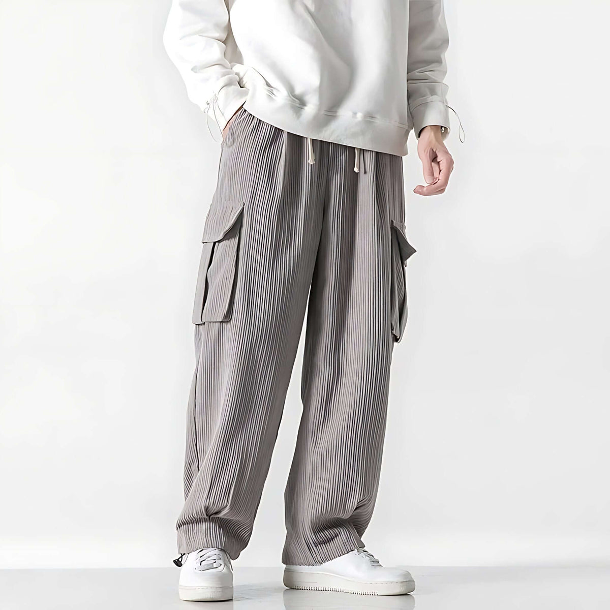 Eliot Corduroy Cargo Pants – Wide-Wale Cotton with Straight-Leg Fit & Drawcord Waist