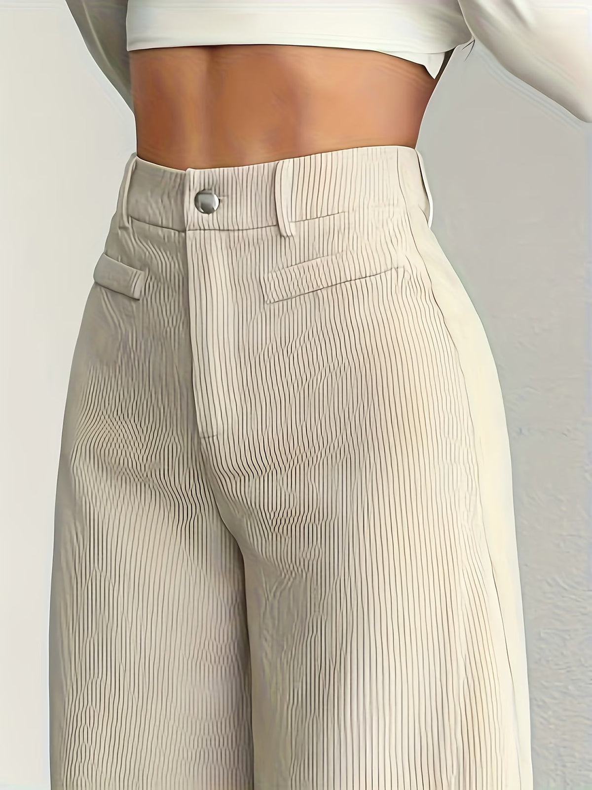 Althea High-Waisted Corduroy Wide-Leg Pants – Comfortable Versatile Trousers
