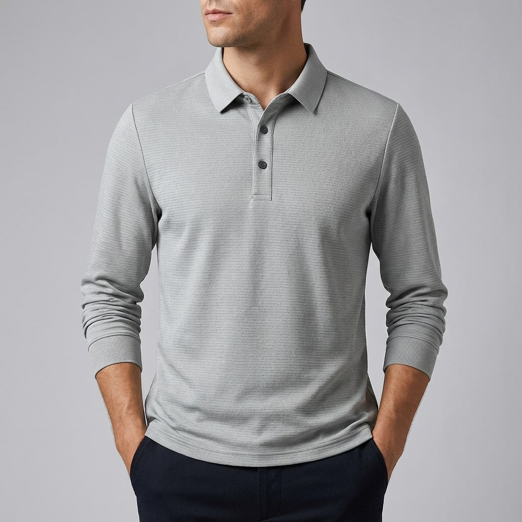 Northwood Men’s Long Sleeve Polo – Soft Woven Fabric Polo Shirt