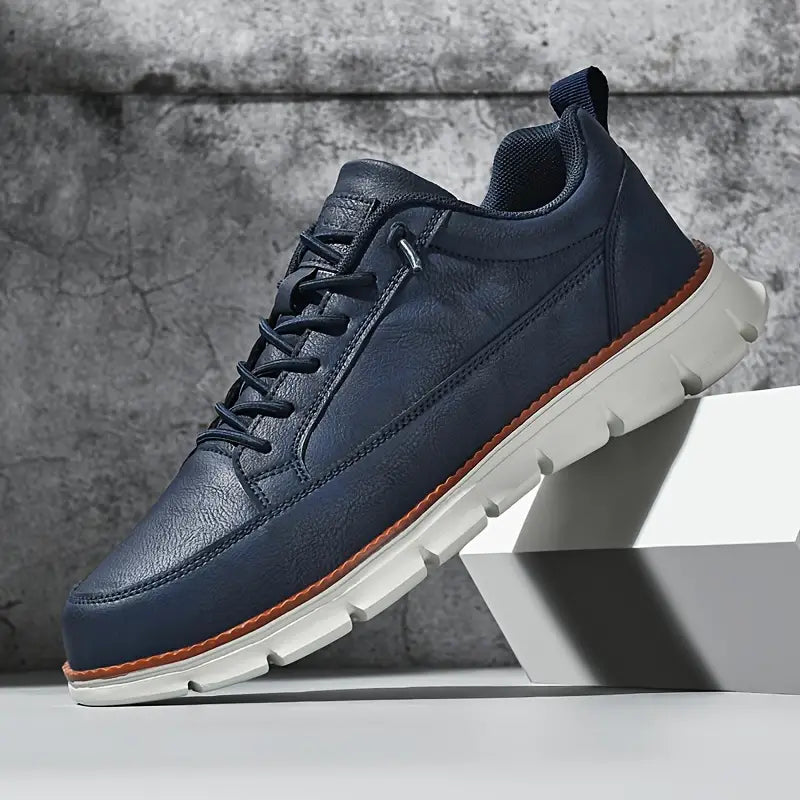 Gavin Men’s Leather Sneakers – Cushioned Support & Flexible Sole