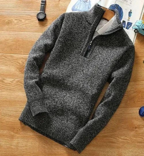 Dante Men’s Half Zip Sweater – Textured Knit Pullover for Smart Casual Comfort