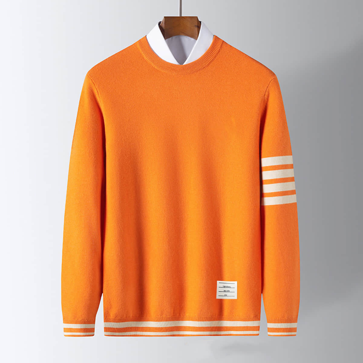 Danillo Men’s Sweater – Soft Wool Pullover with Sporty Striped Sleeves