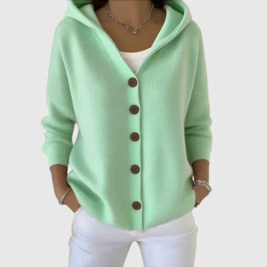Rhea Women’s Cardigan – Hooded Button-Up Lightweight Everyday Layer