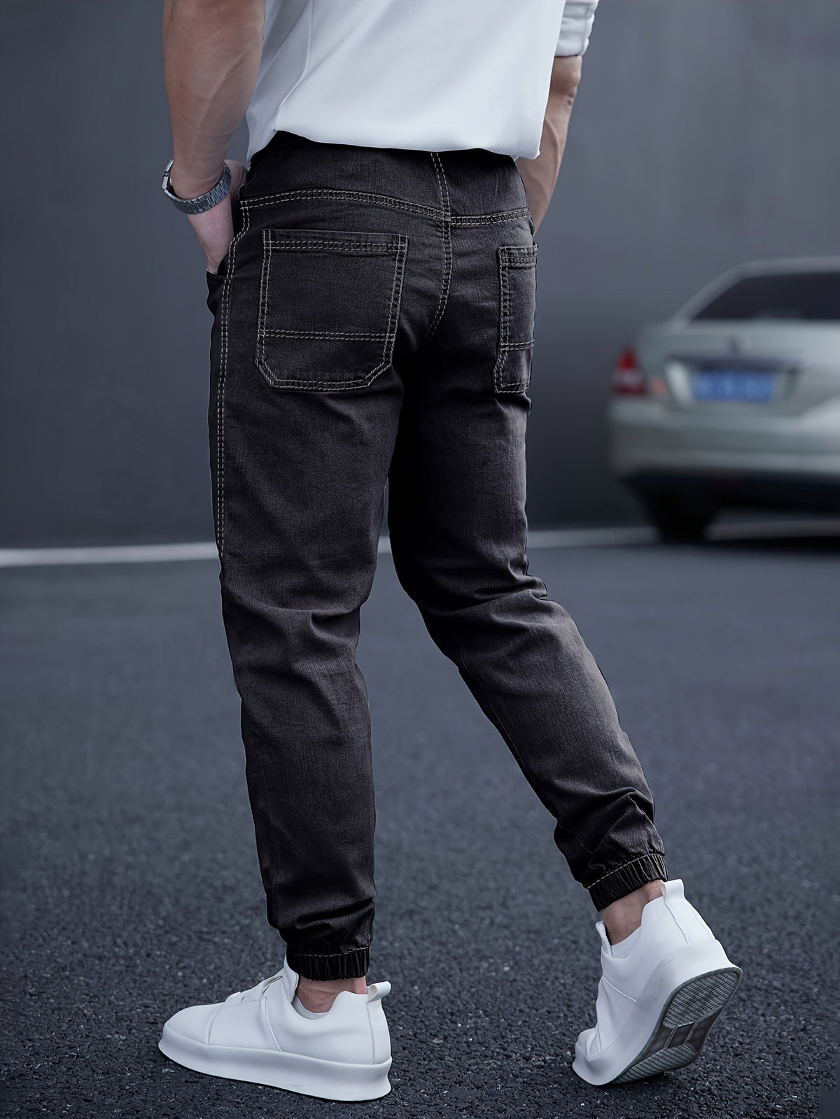 Brent Men’s Cargo Jogger Pants – Elastic Waist with Tapered Fit and Side Pockets