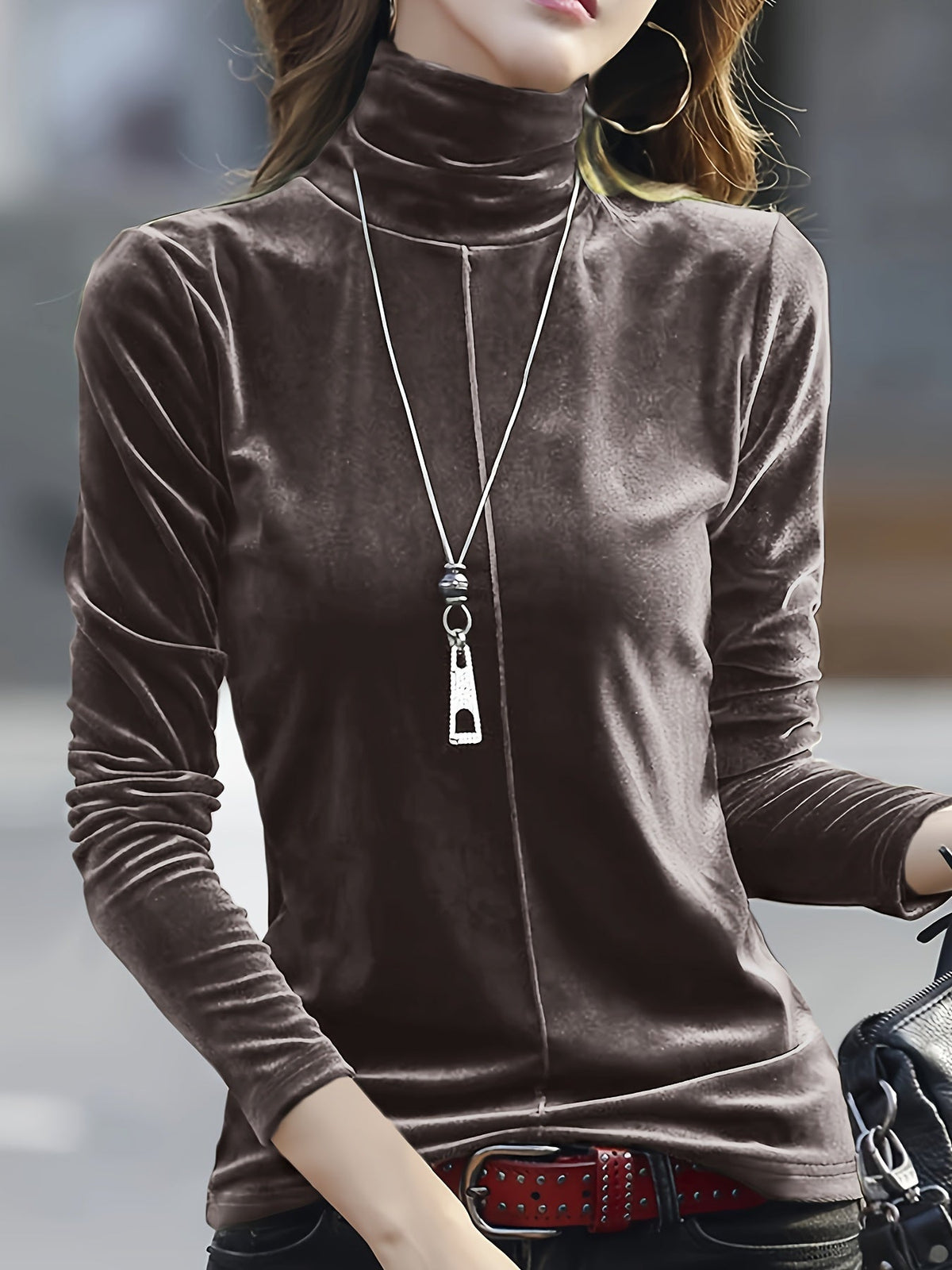 Clara Women’s Turtleneck Long Sleeve Shirt – Soft Stretch Cotton Top