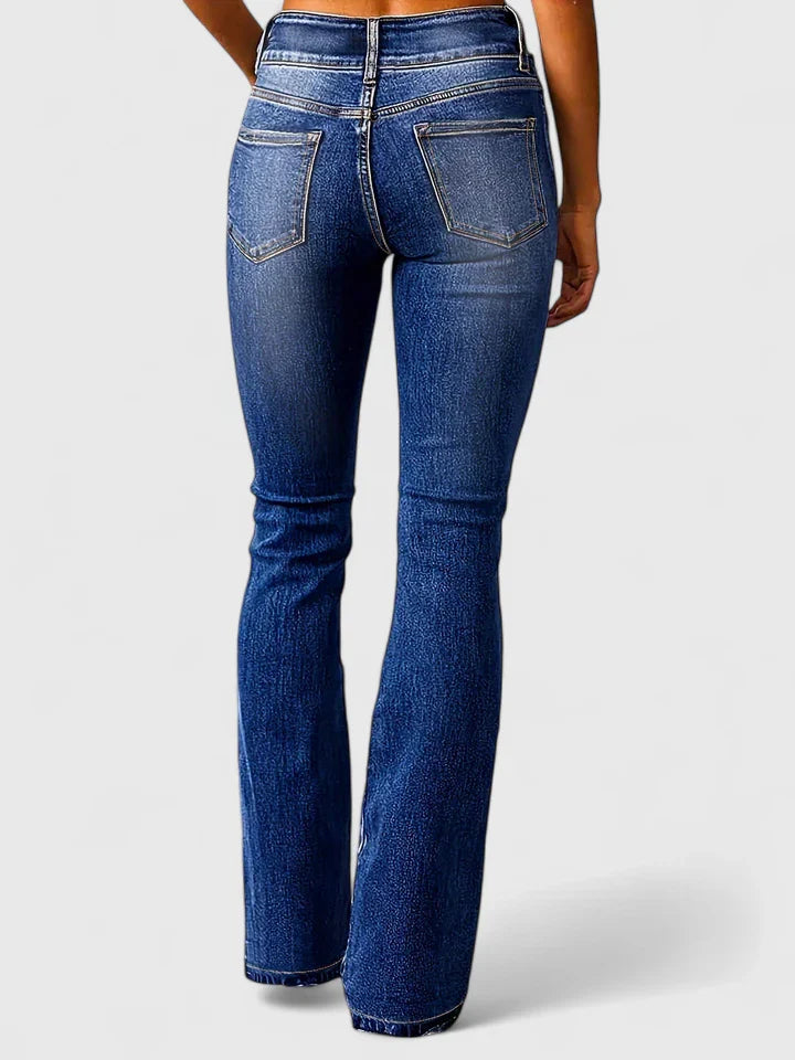 Sabrina Women’s Slim Fit Flared Trousers – Stretch Fabric Contoured Fit