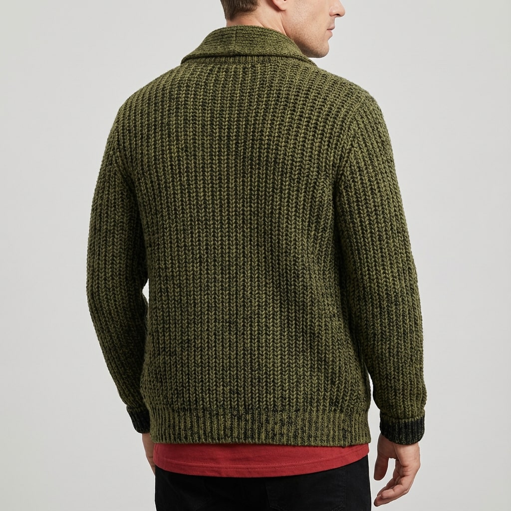 Marcus Men’s Cardigan – Chunky Knit Button-Up Shawl Collar Cardigan
