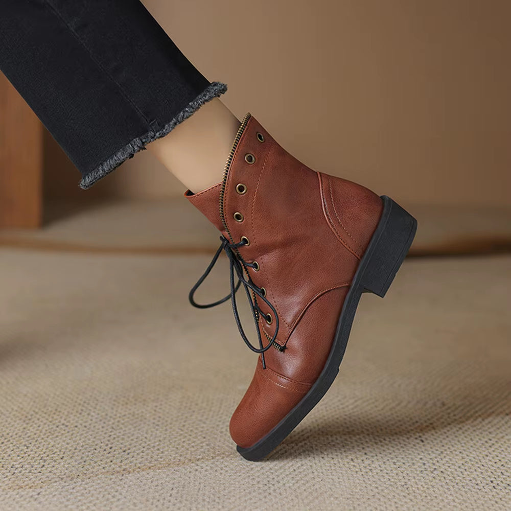 Beatriz Women’s Ankle Boots – Leather Military-Inspired Booties