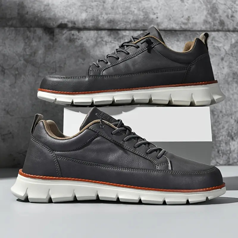 Gavin Men’s Leather Sneakers – Cushioned Support & Flexible Sole