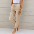 Lucia Rolled-Hem Linen Pants - Breathable Stretch Fit for Summer Comfort