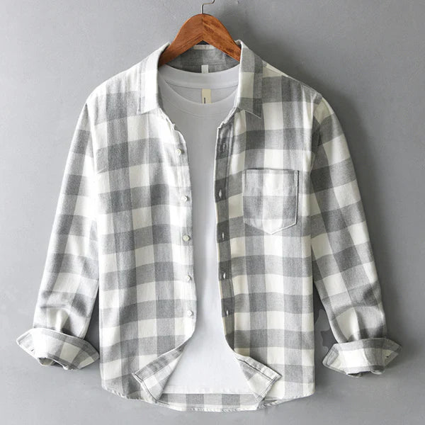 Ridley Men's Plaid Button-Up Shirt – Premium Cotton Blend with Tailored Cut