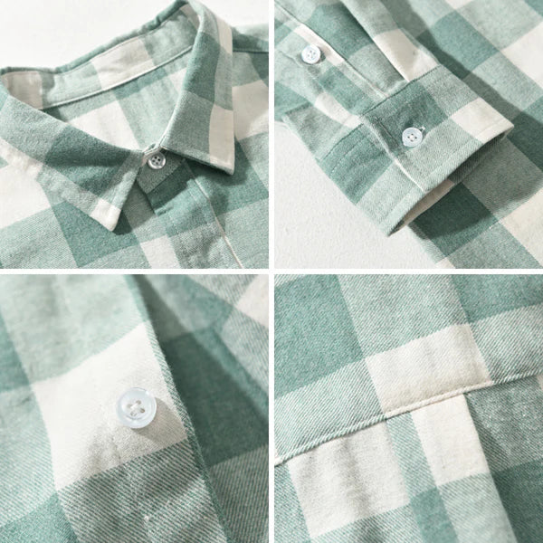 Ridley Men's Plaid Button-Up Shirt – Premium Cotton Blend with Tailored Cut