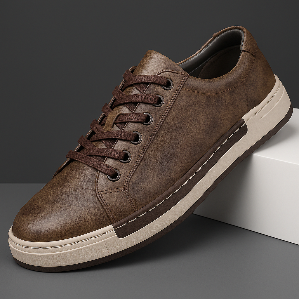 Troy Men’s Leather Sneakers – Italian Leather Low-Top Sneakers