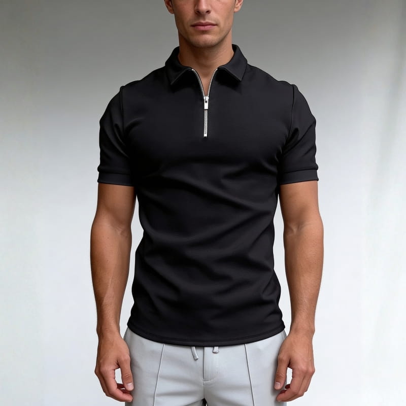 Brion Cotton Blend Half-Zip Polo Shirt – Lightweight Versatile Performance Top