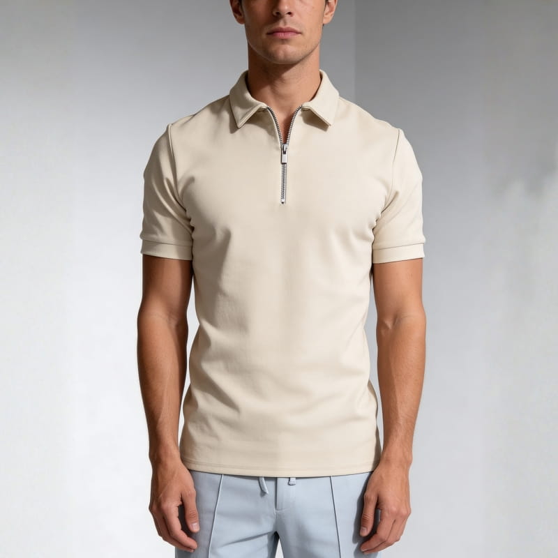 Brion Cotton Blend Half-Zip Polo Shirt – Lightweight Versatile Performance Top