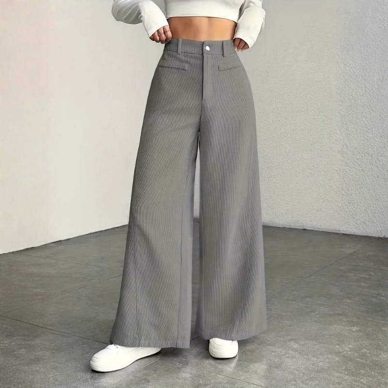 Althea High-Waisted Corduroy Wide-Leg Pants – Comfortable Versatile Trousers