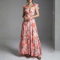 Aleson Women's Backless Floral Maxi Dress – Lightweight Open Back Summer Dress