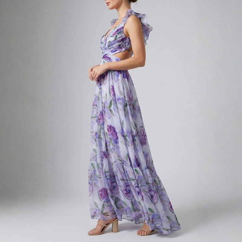 Aleson Women's Backless Floral Maxi Dress – Lightweight Open Back Summer Dress