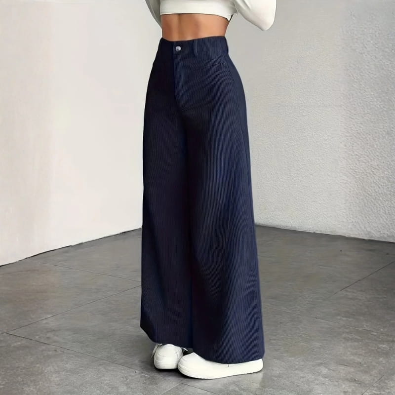 Althea High-Waisted Corduroy Wide-Leg Pants – Comfortable Versatile Trousers
