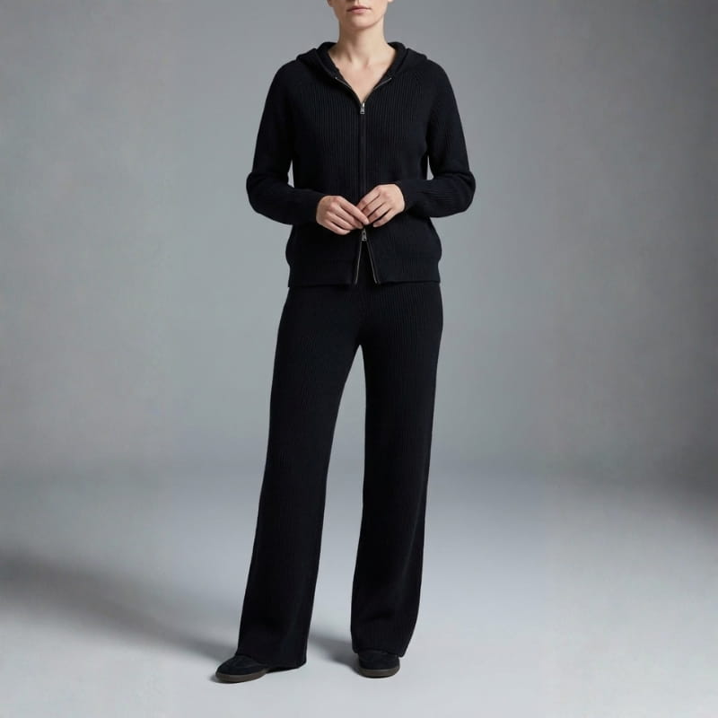 Vienna Valentina Women's 2 Piece Loungewear Set – Hooded Sweater and Wide Leg Pants