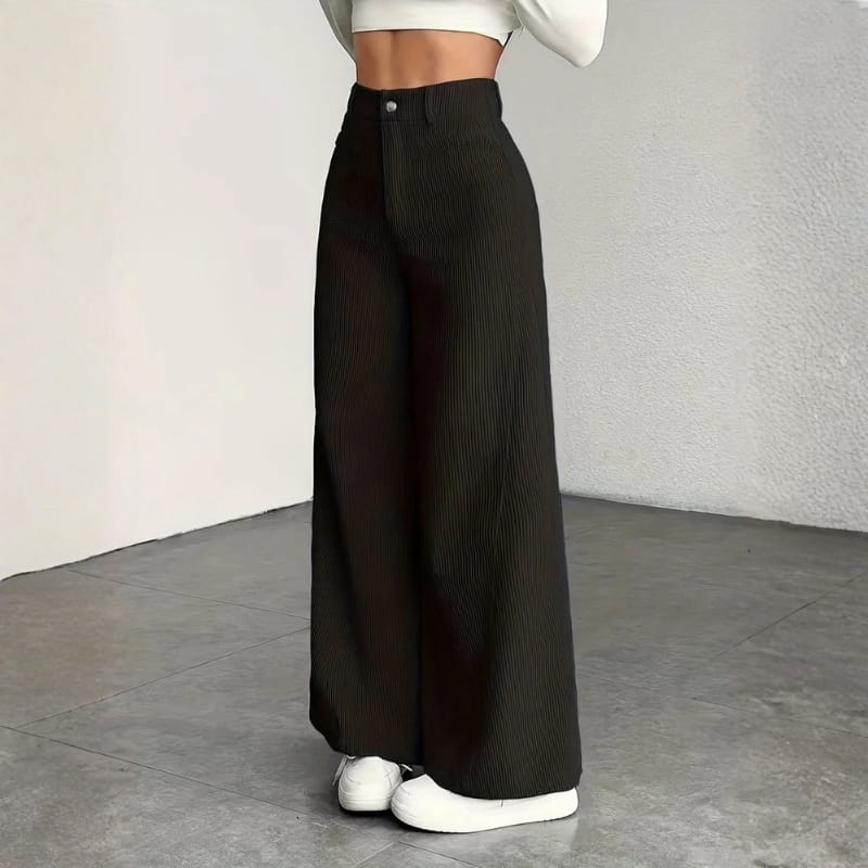 Althea High-Waisted Corduroy Wide-Leg Pants – Comfortable Versatile Trousers