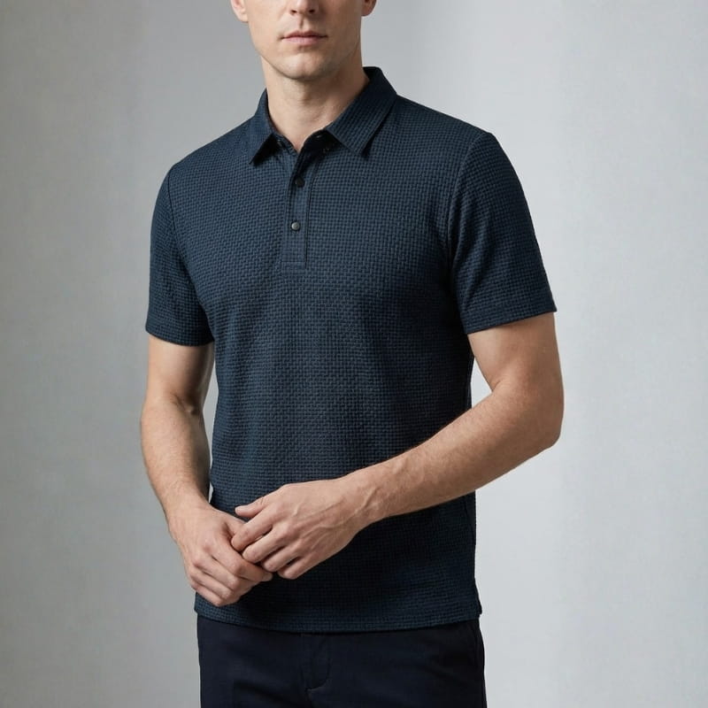 Steven Modern Performance Textured Polo – Breathable Stretch Comfort Shirt