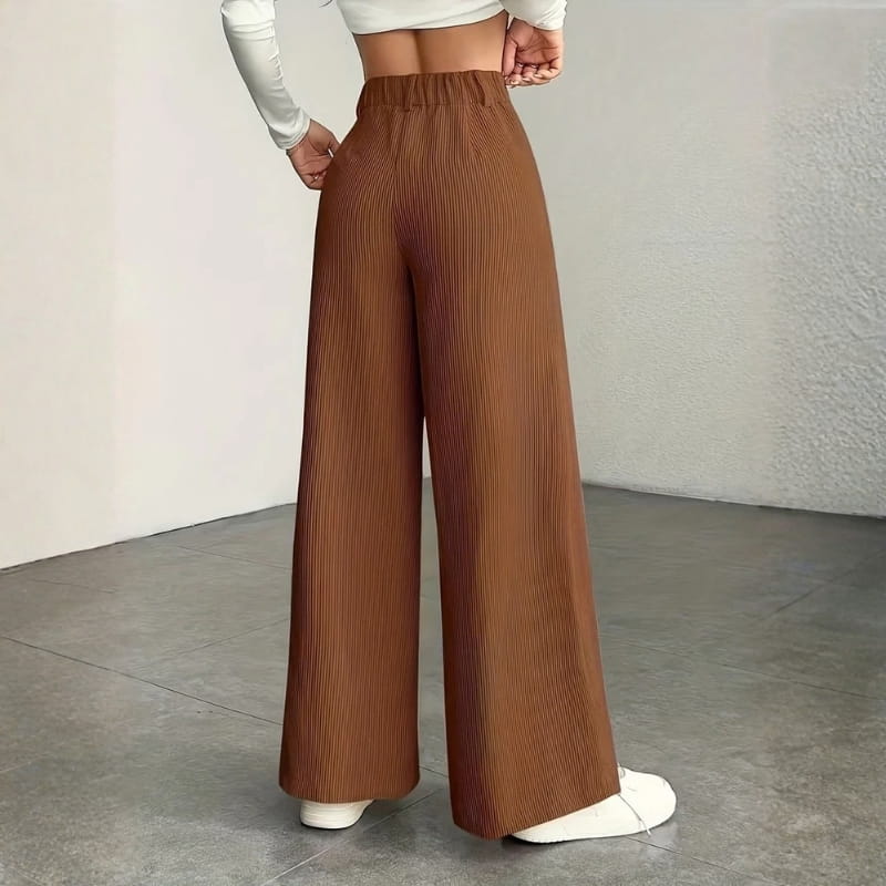 Althea High-Waisted Corduroy Wide-Leg Pants – Comfortable Versatile Trousers