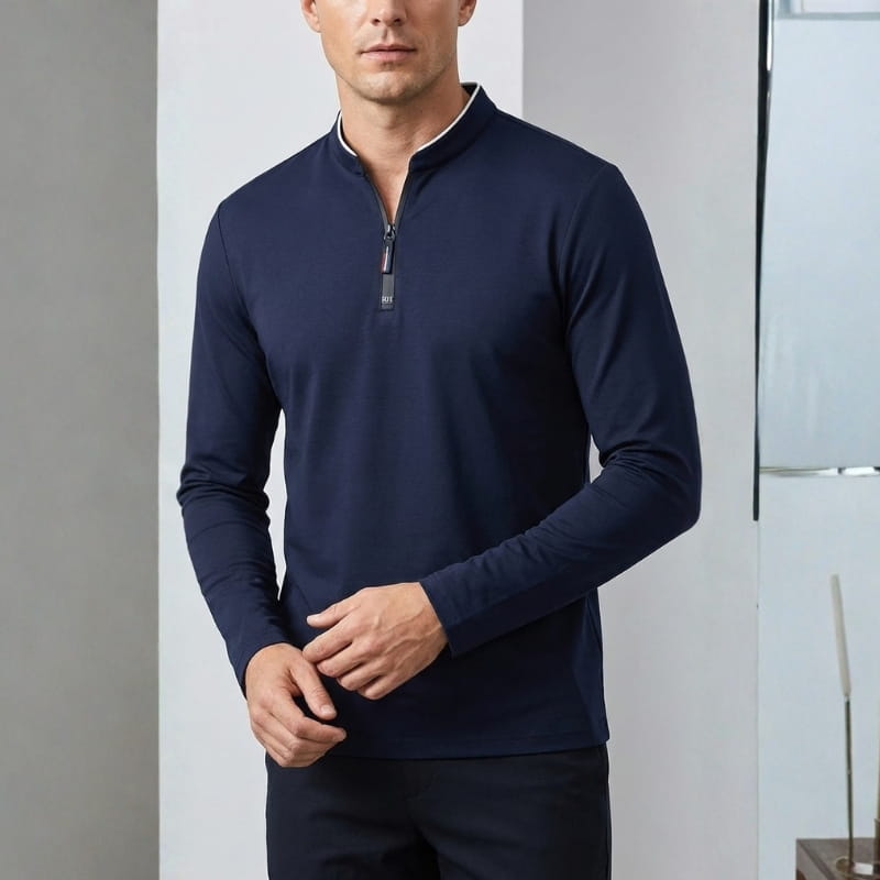 Brennan Half Zip Cotton Polo Shirt – Sleek Everyday Performance Top