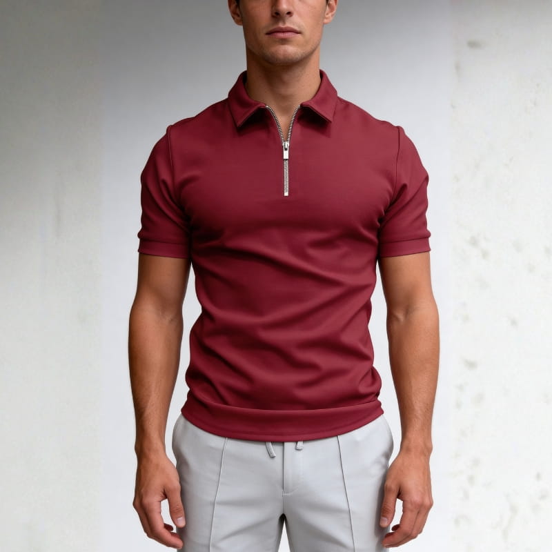 Brion Cotton Blend Half-Zip Polo Shirt – Lightweight Versatile Performance Top