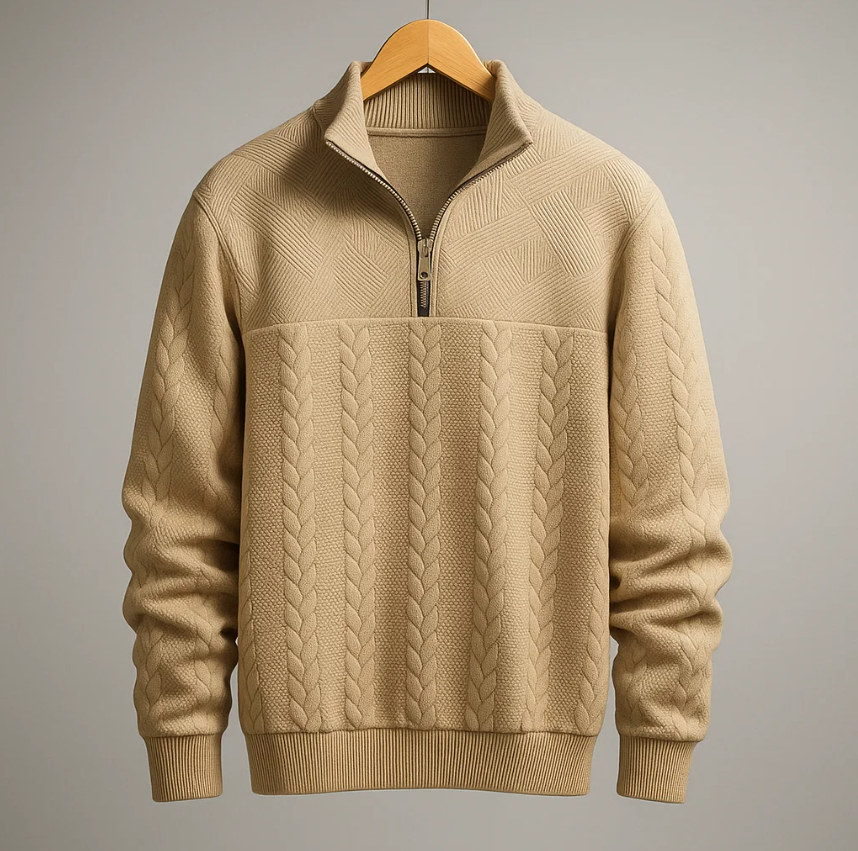 Julian Men’s Cable Knit Half-Zip Sweater – Soft Knit with Timeless Style