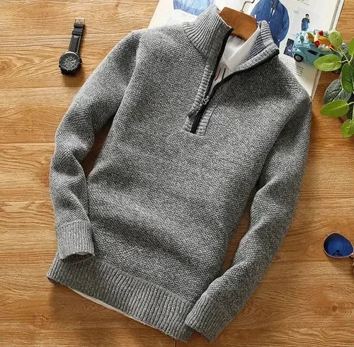 Dante Men’s Half Zip Sweater – Textured Knit Pullover for Smart Casual Comfort