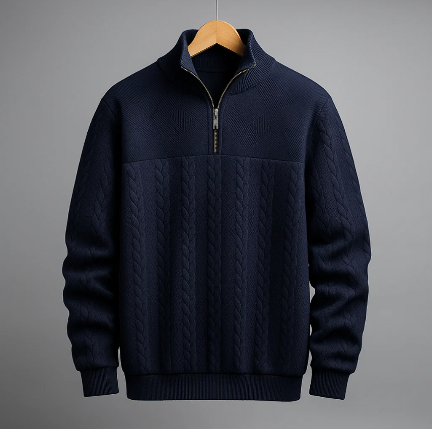 Julian Men’s Cable Knit Half-Zip Sweater – Soft Knit with Timeless Style