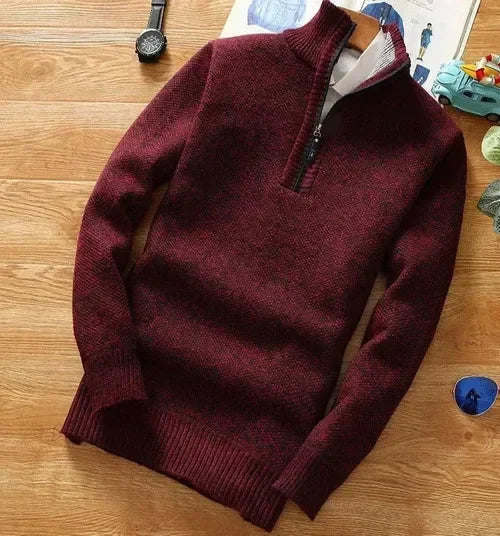 Dante Men’s Half Zip Sweater – Textured Knit Pullover for Smart Casual Comfort